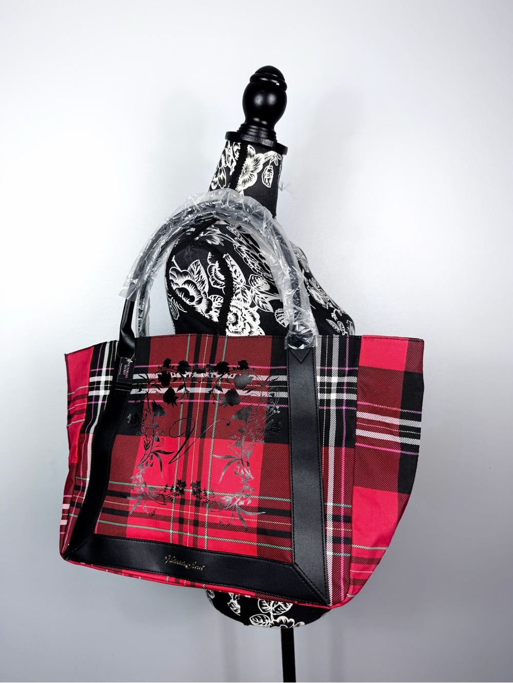 NWT VS Black Friday limited edition red/black plaid travel tote size large